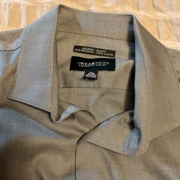 Grey Kenneth Cole Awareness Dress Shirt 17.5-34/35 - Picture 2 of 5